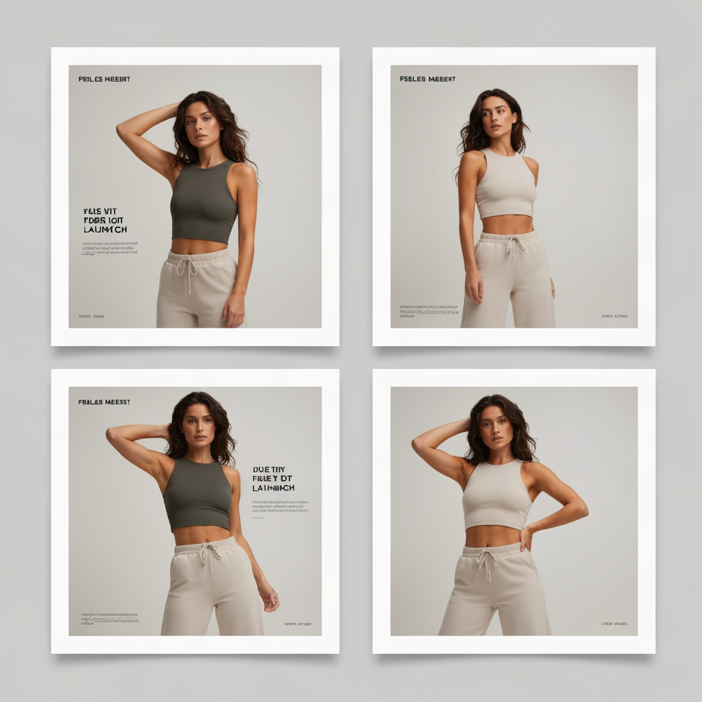 AI Design for Square social feed visual concept for Carousel posts for a product launch. Strong central subject, clean composition, platform-ready crop, cohesive color and mood, clear empty area for caption or headline to be added later, no readable text generated.