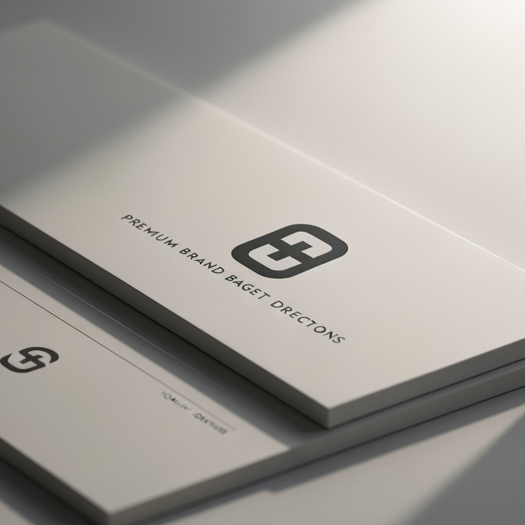 AI Design for Premium logo presentation mockup concept for Brand identity directions for a client. Logo or brand mark displayed on a clean neutral surface with subtle depth, refined shadow, precise alignment, elegant design-studio presentation, no extra readable text.