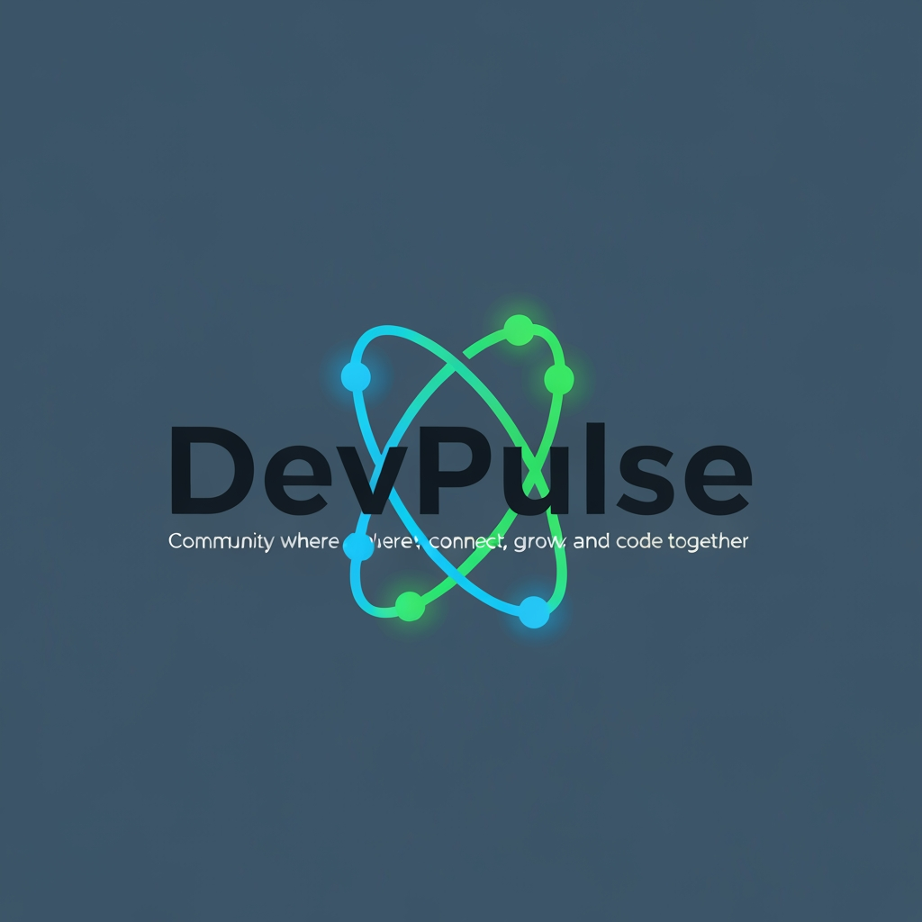 AI Design for create a logo or my website DevPulse where developers connect grow and code together