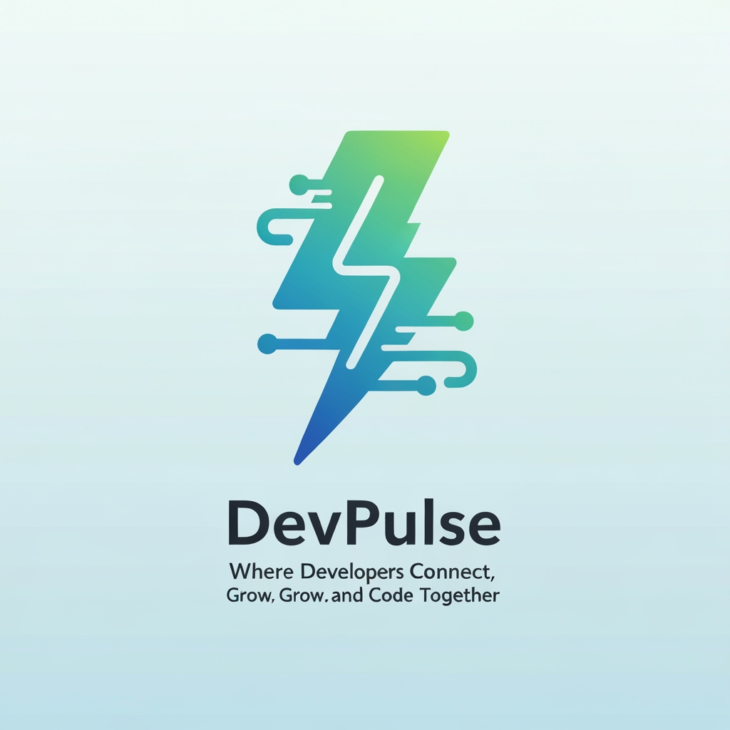 AI Design for create a logo or my website DevPulse where developers connect grow and code together