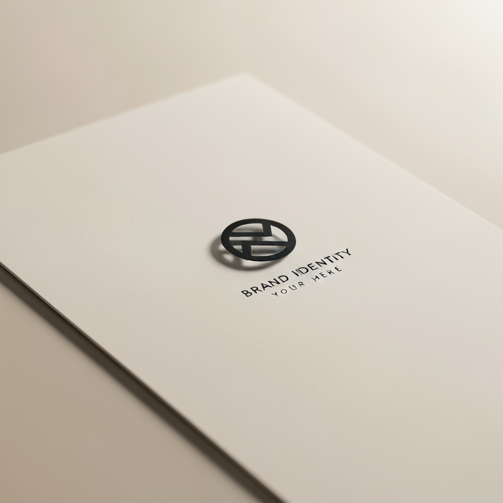 AI Design for Premium logo presentation mockup concept for Brand identity directions for a client. Logo or brand mark displayed on a clean neutral surface with subtle depth, refined shadow, precise alignment, elegant design-studio presentation, no extra readable text.