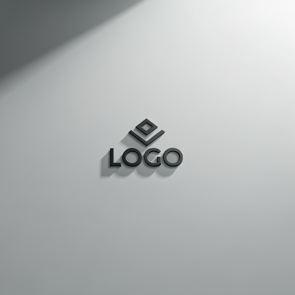 AI Design for Premium logo presentation mockup concept for Logo. Logo or brand mark displayed on a clean neutral surface with subtle depth, refined shadow, precise alignment, elegant design-studio presentation, no extra readable text.