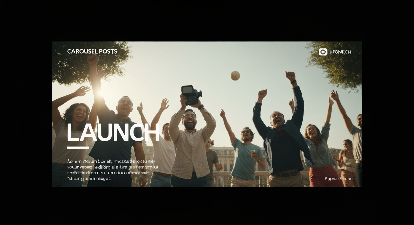 AI Design for Landscape launch announcement visual concept for Carousel posts for a product launch. Energetic campaign image, strong focal object or scene, clean branded atmosphere, generous open space for announcement copy to be added later, no rendered typography.