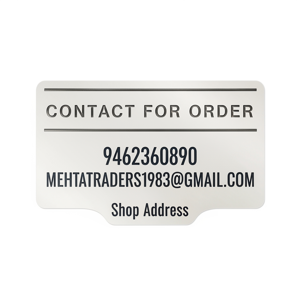 AI Design for create a sticker on which only these thing's are mentioned creatively that it must look premium wherever i paste it :
Heading : Contact for Order
body : phone no. 9462360890
email id : mehtatraders1983@gmail.com
address : shope address