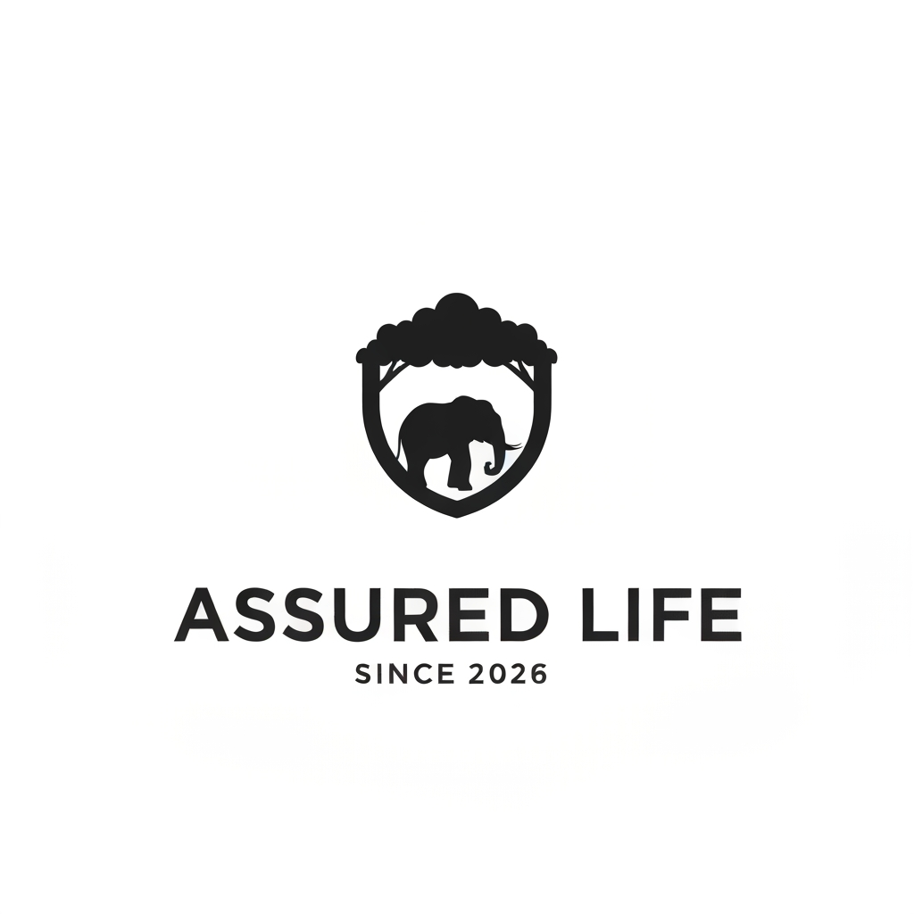 AI Design for Create a professional, modern, trending minimalist logo for a life 
insurance company named "Assured Life". Use a clever negative space 
design technique where the silhouette of an elephant is subtly hidden 
inside the main shape of the logo — for example inside a shield, a 
circle, or a tree canopy — visible only when you look closely, symbolizing 
strength, memory, loyalty and family protection, which are core values 
of life insurance. The design should be flat, vector-style, two-tone 
color palette, clean and elegant, currently trending in modern corporate 
branding — similar to award-winning negative space logos used by top 
global brands. Include the text "ASSURED LIFE" in bold uppercase 
lettering below the icon, with a smaller tagline "SINCE 2026" underneath. 
White background, no clutter, simple enough to be recognizable even as 
a small icon or app logo.