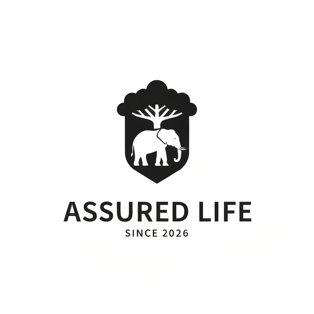 AI Design for Create a professional, modern, trending minimalist logo for a life 
insurance company named "Assured Life". Use a clever negative space 
design technique where the silhouette of an elephant is subtly hidden 
inside the main shape of the logo — for example inside a shield, a 
circle, or a tree canopy — visible only when you look closely, symbolizing 
strength, memory, loyalty and family protection, which are core values 
of life insurance. The design should be flat, vector-style, two-tone 
color palette, clean and elegant, currently trending in modern corporate 
branding — similar to award-winning negative space logos used by top 
global brands. Include the text "ASSURED LIFE" in bold uppercase 
lettering below the icon, with a smaller tagline "SINCE 2026" underneath. 
White background, no clutter, simple enough to be recognizable even as 
a small icon or app logo.