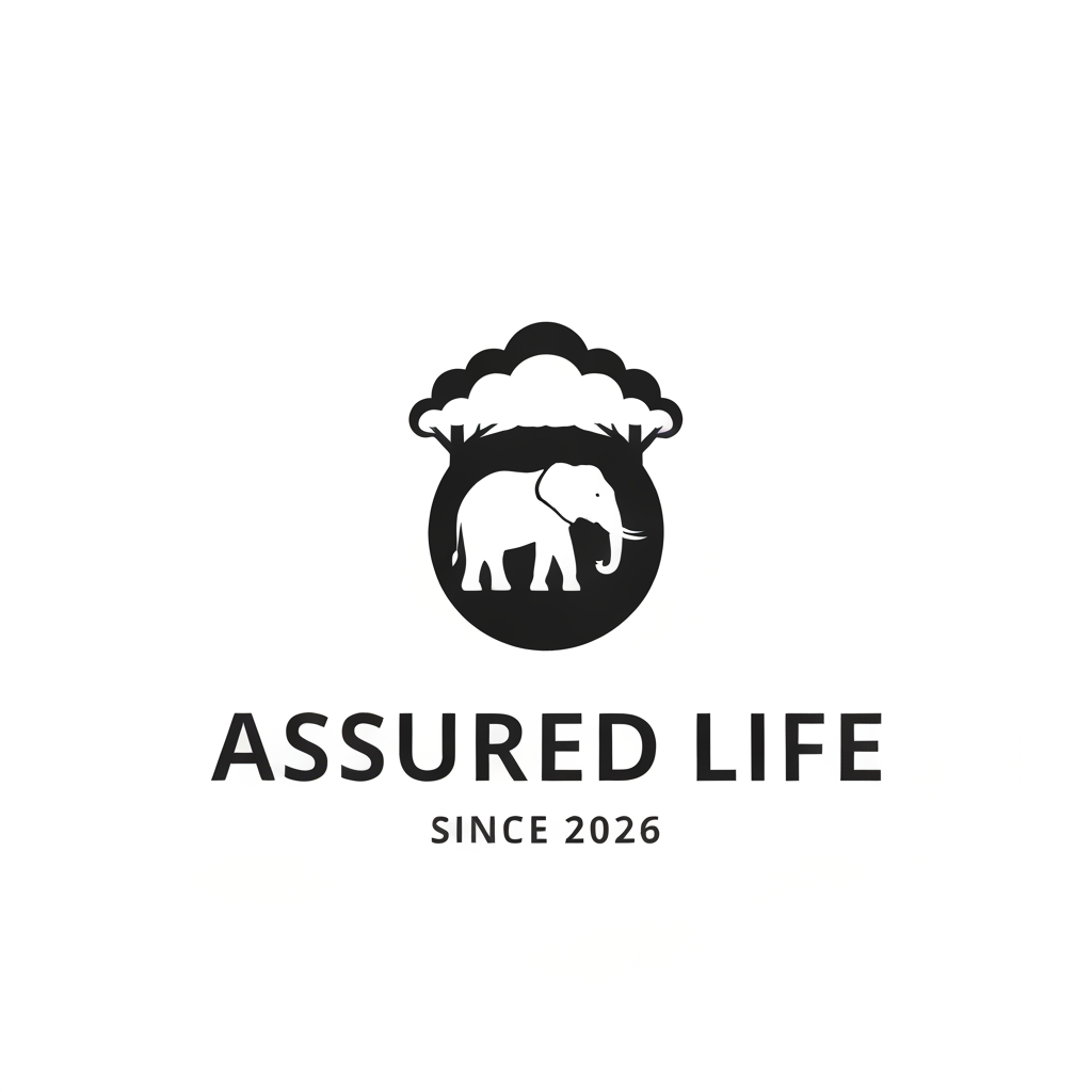 AI Design for Create a professional, modern, trending minimalist logo for a life 
insurance company named "Assured Life". Use a clever negative space 
design technique where the silhouette of an elephant is subtly hidden 
inside the main shape of the logo — for example inside a shield, a 
circle, or a tree canopy — visible only when you look closely, symbolizing 
strength, memory, loyalty and family protection, which are core values 
of life insurance. The design should be flat, vector-style, two-tone 
color palette, clean and elegant, currently trending in modern corporate 
branding — similar to award-winning negative space logos used by top 
global brands. Include the text "ASSURED LIFE" in bold uppercase 
lettering below the icon, with a smaller tagline "SINCE 2026" underneath. 
White background, no clutter, simple enough to be recognizable even as 
a small icon or app logo.