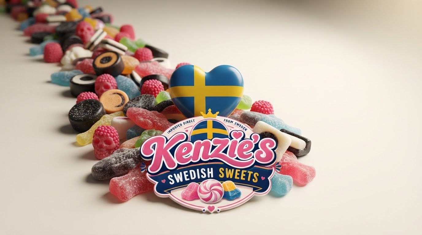 AI Design for Main campaign hero visual for  brand. Cinematic advertising image with a clear subject, memorable visual idea, strong depth and lighting, premium art direction, clean negative space for headline and CTA to be added later, no generated text.

Incorporate the attached brand element reference image (Reference A: brand element "Kenzie's Swedish Sweets") into the composition where natural — preserve the depicted brand element's appearance.