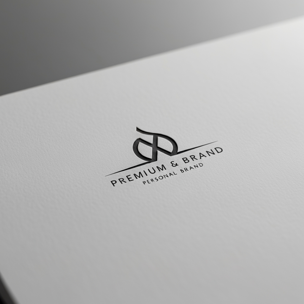 AI Design for Premium logo presentation mockup concept for Brand identity for my personal brand. Logo or brand mark displayed on a clean neutral surface with subtle depth, refined shadow, precise alignment, elegant design-studio presentation, no extra readable text.