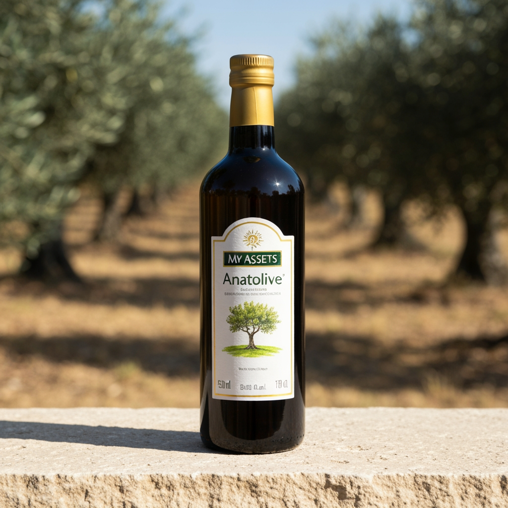 AI Design for Use the attached My Assets image as the exact product reference.
Create a professional product photograph of THIS EXACT Anatolive bottle.
The bottle must visually match the reference image.
Do not redesign the bottle or label.
Place the bottle on a simple natural beige stone surface with a softly blurred olive grove background.
Photorealistic commercial product photography.
Warm natural Mediterranean sunlight.
One bottle only.
No other products.
No text.