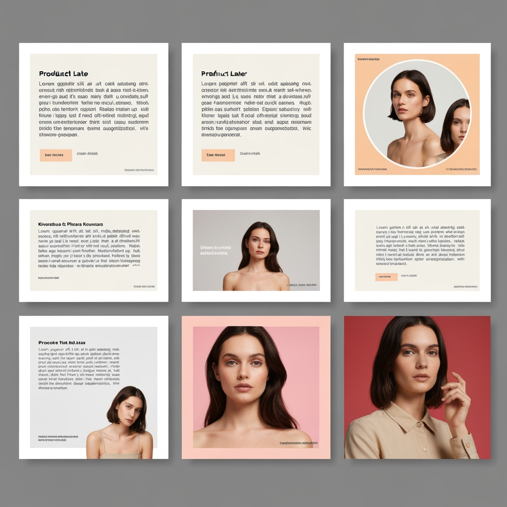 AI Design for Square social feed visual concept for Carousel posts for a product launch. Strong central subject, clean composition, platform-ready crop, cohesive color and mood, clear empty area for caption or headline to be added later, no readable text generated.