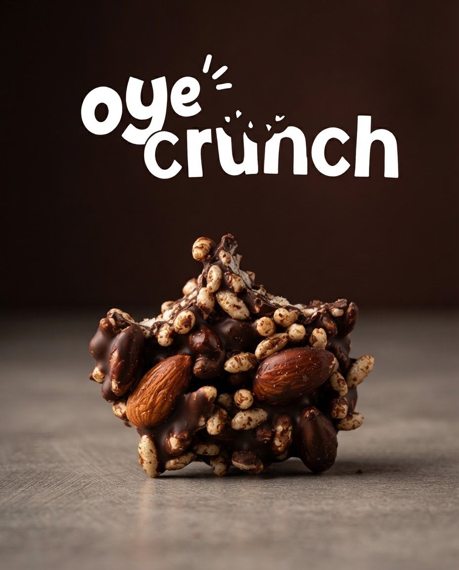 AI Design for Portrait social feed visual for brand. Scroll-stopping focal point, editorial crop, balanced foreground and background, designed for a 4:5 feed placement, no generated text or UI elements.
Incorporate the attached brand element reference image (Reference A: brand element "Oye Crunch") into the composition where natural — preserve the depicted brand element's appearance.