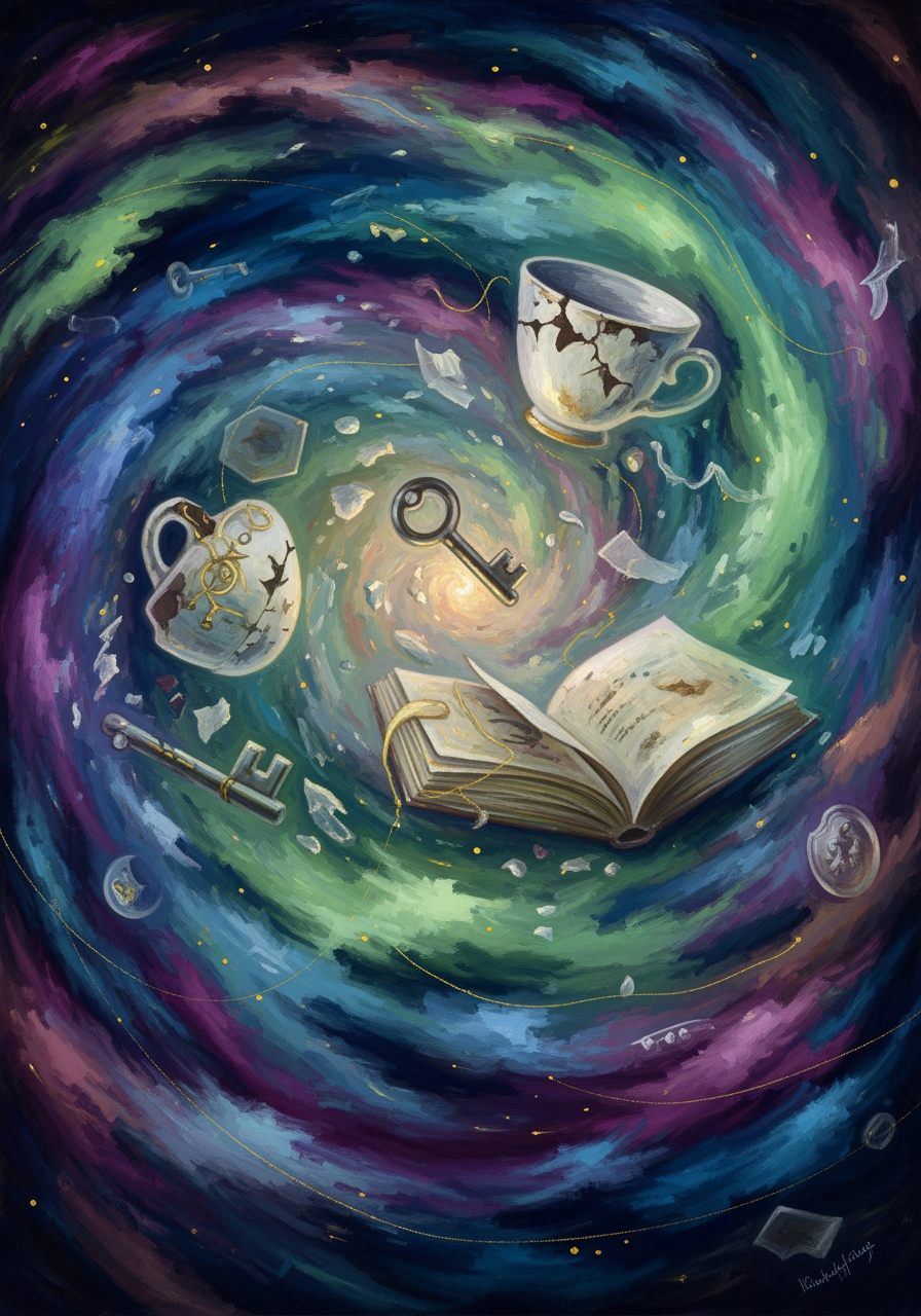AI Design for create a new artwork similar that is based on the concept of 'forgotten dream'' , painterly, surreal, abstract colourful poetic artwork. dont copy reference image only follow textures