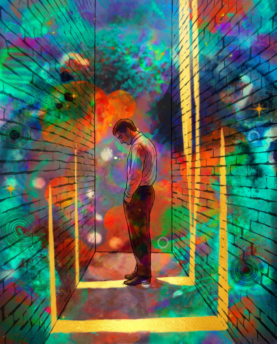 AI Design for redraw the second image in the exact same art style as the first image, painterly, surreal, abstract colourful