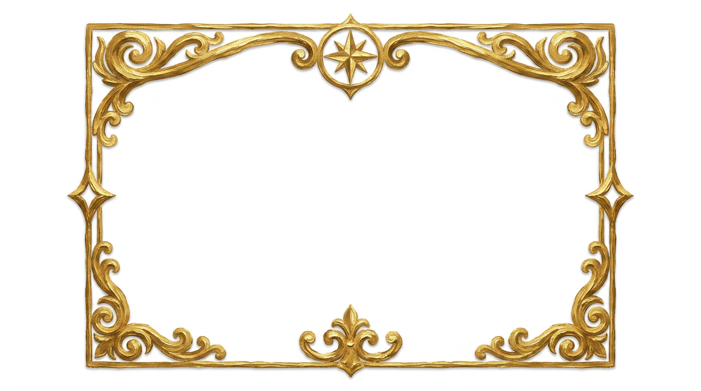 AI Design for create a minimal painterly oil paint textured frame like the one in the first image but the frame will look like the gold accents in the second image. make it unique and bold. only gold accent frame on solid white background. the design will look hand drawn and minimal. the outside of the frame will be a exact rectangle. 3:2 ratio