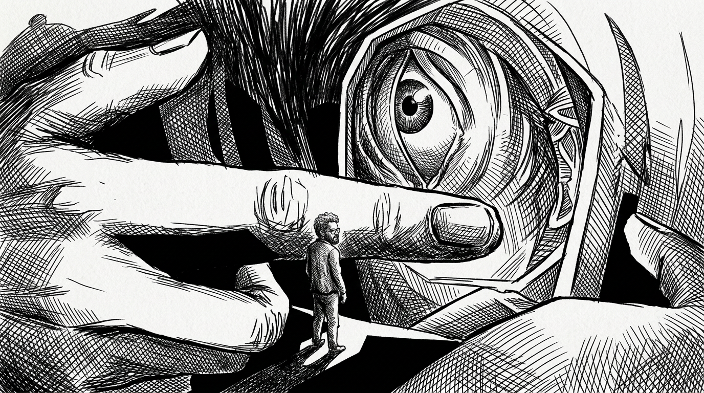 AI Design for redraw the 3rd image in the same art style as the second image, make it very dramatic light and shadow , surreal linework. make the man look like the man in the 1rst image