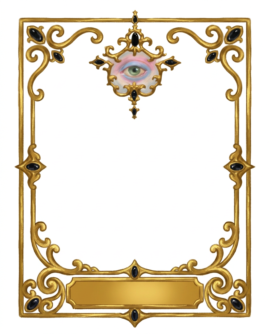 AI Design for create a minimal painterly oil paint textured frame like the one in the first image but the frame will look like the gold accents in the second image. make it unique and bold. only gold accent frame on solid white background. the design will look hand drawn and minimal, with space in the bottom for  text like in first image