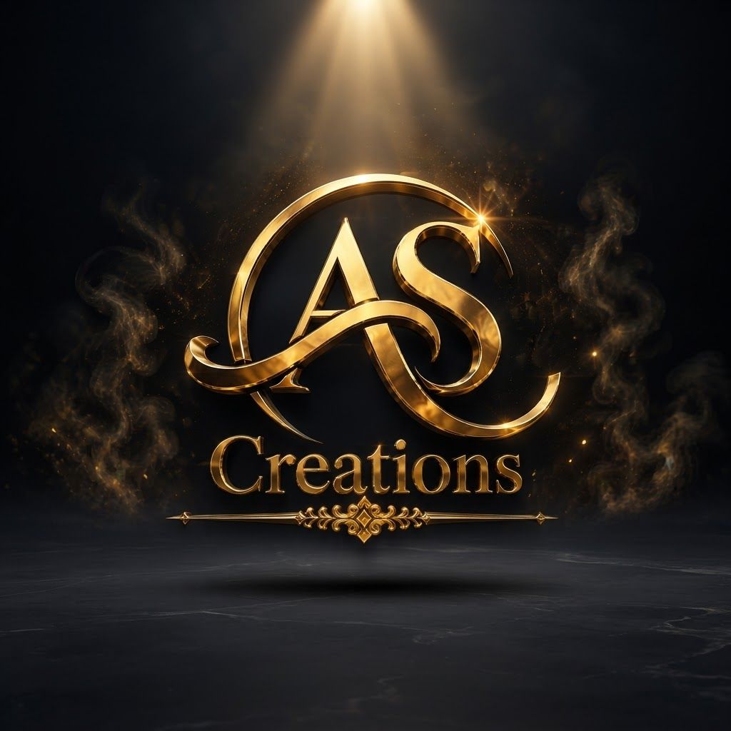 AI Design for Premium logo presentation mockup concept for Create a premium, high-impact brand reveal featuring the AS Creations logo with a polished gold metallic finish, set against a dark, atmospheric backdrop with cinematic smoke and ambient golden lighting.. Logo or brand mark displayed on a clean neutral surface with subtle depth, refined shadow, precise alignment, elegant design-studio presentation, no extra readable text.
Incorporate the attached brand element reference image (Reference A: brand element "AS Creations") into the composition where natural — preserve the depicted brand element's appearance.