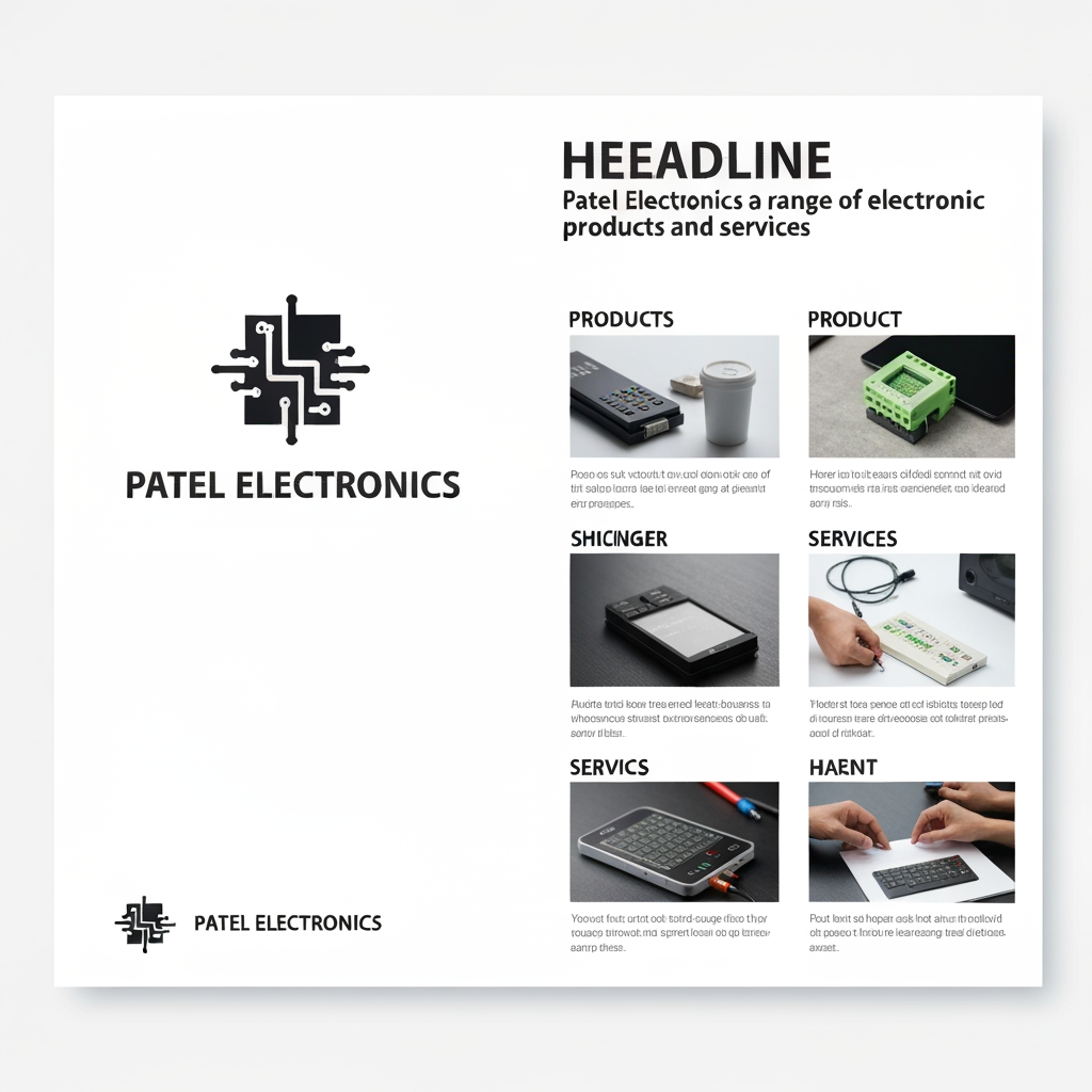 AI Design for I want to this Patel Electronics business logo create and poster create for free designed create and all information set for features and fuctionality added