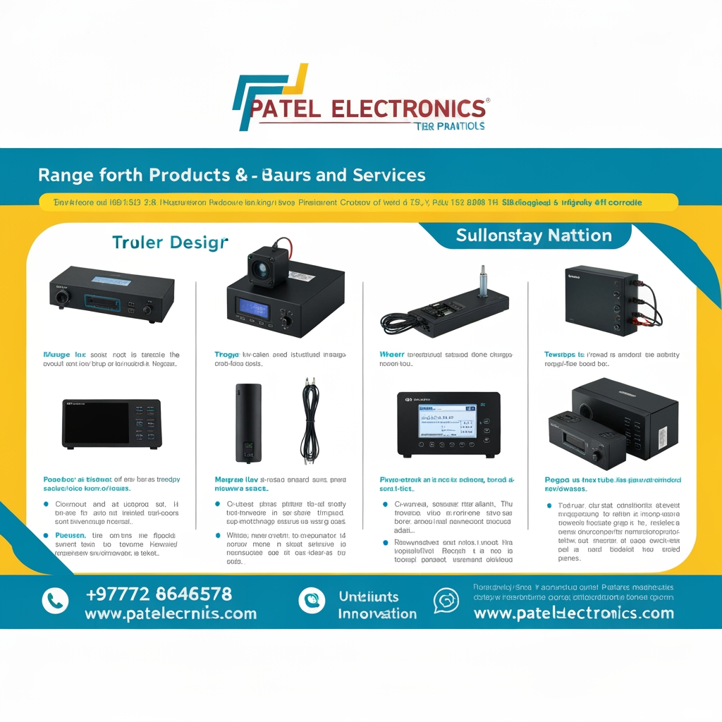 AI Design for I want to this Patel Electronics business logo create and poster create for free designed create and all information set for features and fuctionality added