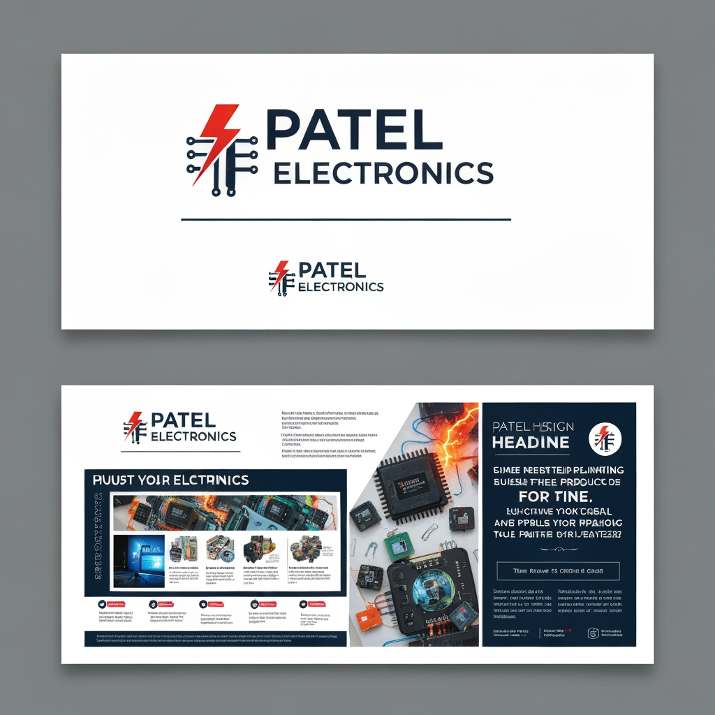 AI Design for I want to this Patel Electronics business logo create and poster create for free designed create