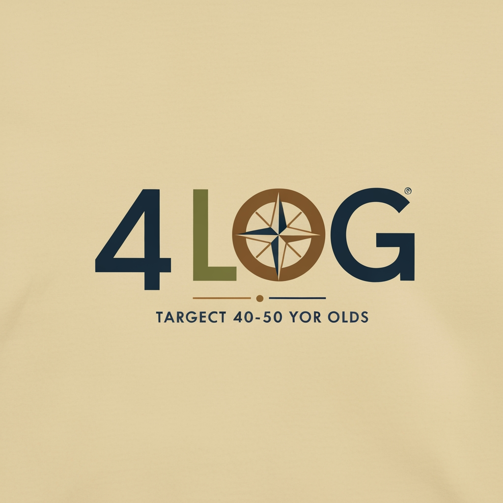 AI Design for a logo with the name 4 log , for a tarhet audience of 40-50 age grp it will go a tshirt
