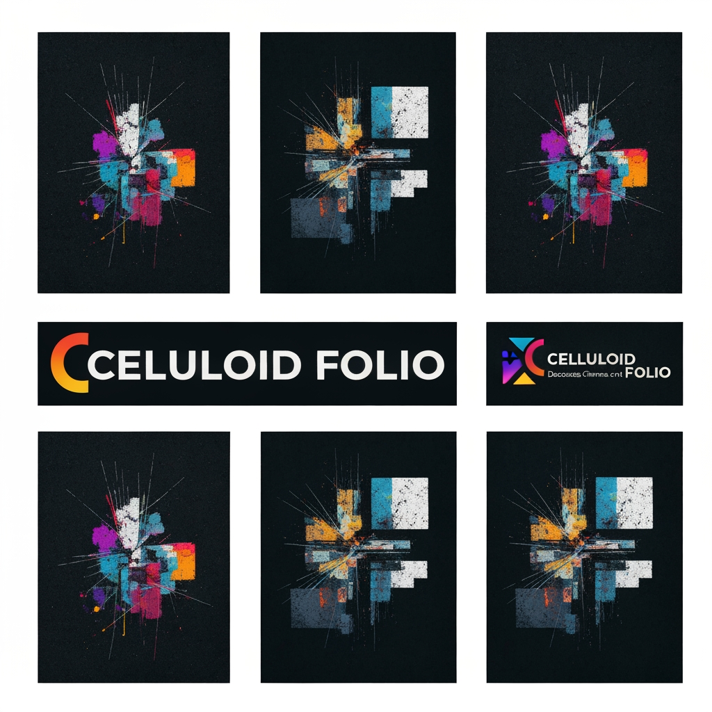 AI Design for Brand Name - Celluloid Folio , an instagram and x platfrom page which discusses of cinema and it's crafts , I am looking for some out of the box logos , not the traditional types