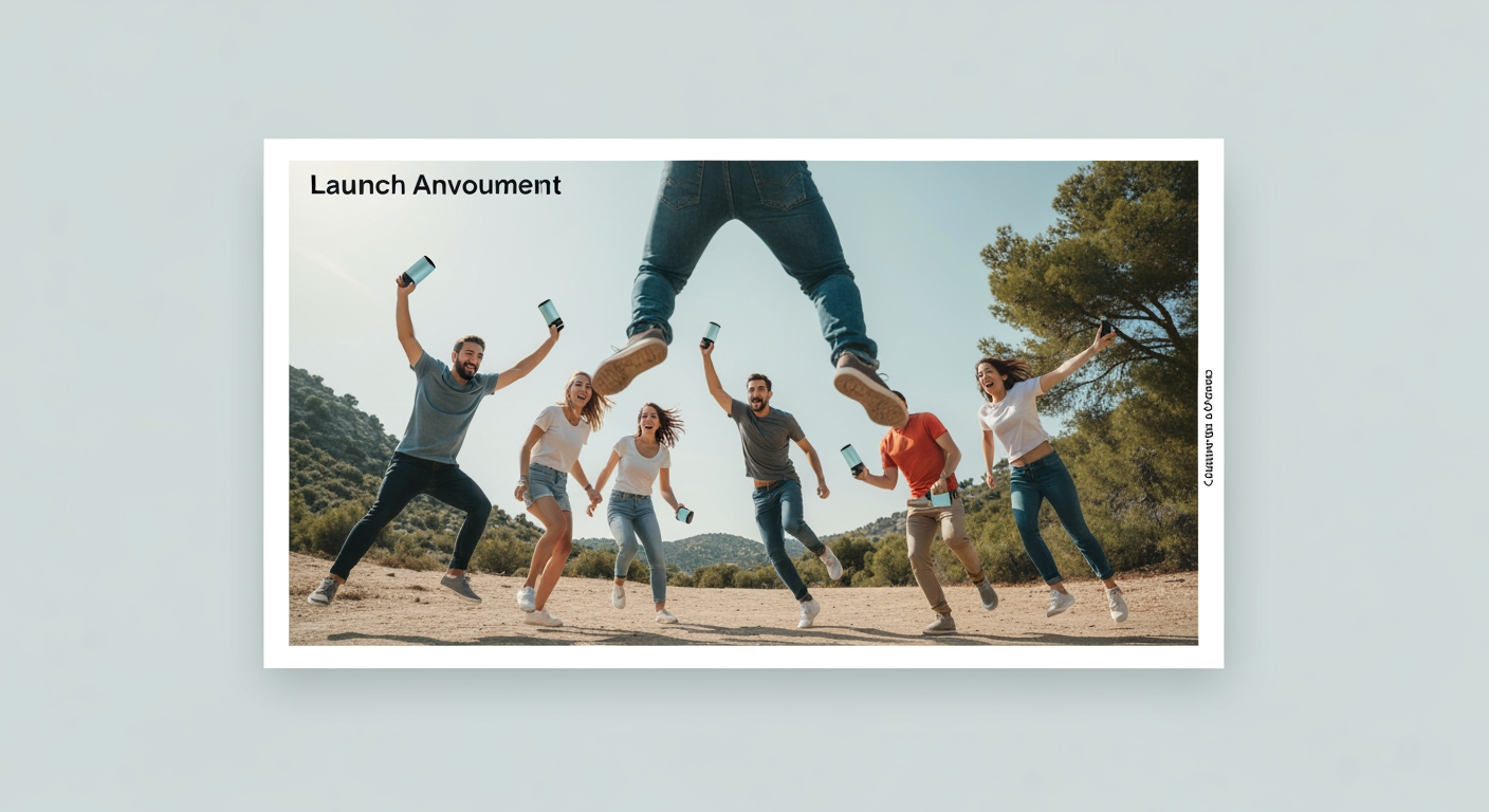 AI Design for Landscape launch announcement visual concept for Carousel posts for a product launch. Energetic campaign image, strong focal object or scene, clean branded atmosphere, generous open space for announcement copy to be added later, no rendered typography.