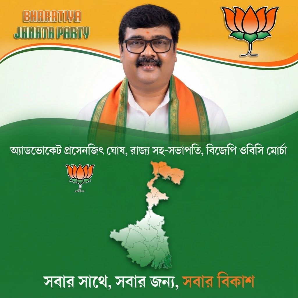 AI Design for west bengal map beneath and bengali wright sabar sathe ,sabar jonno sbar bikash.
