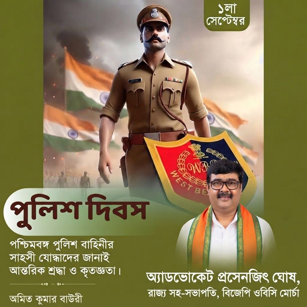 add this 2nd small image beneath right of 1st images melt with image background and mention "অ্যাডভোকেট প্রসেনজিৎ ঘোষ, রাজ্য সহ-সভাপতি, বিজেপি ওবিসি মোর্চা" beneath in the whole image everything will remain same