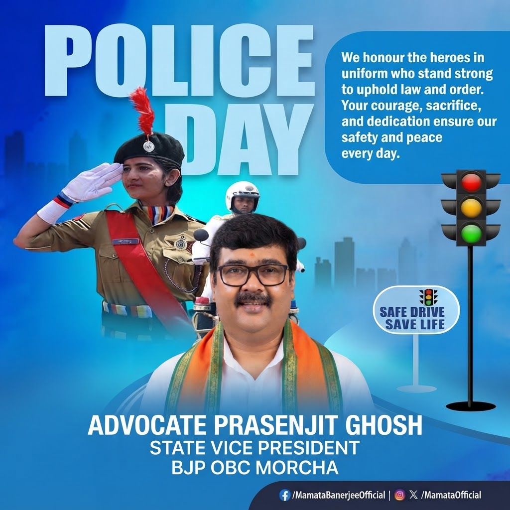add this 2nd BIG ENHANCE image beneath right of 1st images melt with image background and mention " ADVOCATE PRASENJIT GHOSH STATE VICE PRESIDENT BJP OBC MORCHA " beneath in the whole image everything will remain same