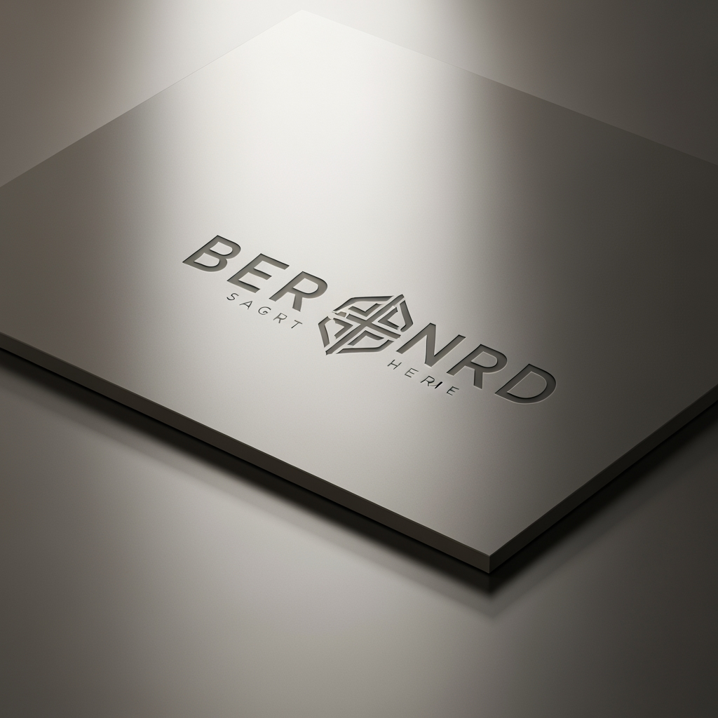 AI Design for Premium logo presentation mockup concept for Brand identity for my personal brand. Logo or brand mark displayed on a clean neutral surface with subtle depth, refined shadow, precise alignment, elegant design-studio presentation, no extra readable text.
