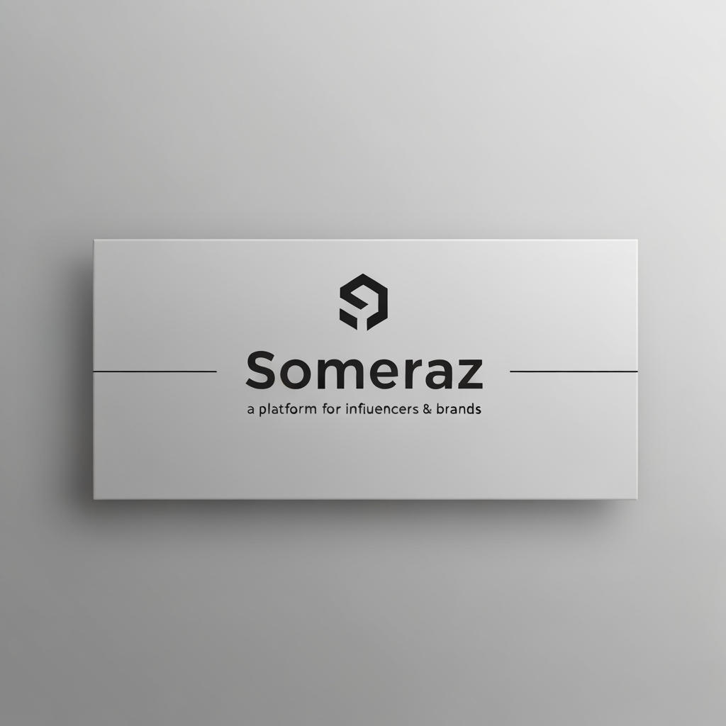 AI Design for Premium logo presentation mockup concept for logo for someraz it is a platform for influencers and brands. Logo or brand mark displayed on a clean neutral surface with subtle depth, refined shadow, precise alignment, elegant design-studio presentation, no extra readable text.