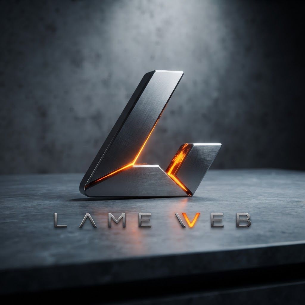 AI Design for Premium logo presentation mockup concept for Develop a high-impact visual identity for a digital agency using a dark, premium aesthetic with metallic textures and glowing orange accents to convey innovation and technical precision.. Logo or brand mark displayed on a clean neutral surface with subtle depth, refined shadow, precise alignment, elegant design-studio presentation, no extra readable text.
Incorporate the attached brand element reference image (Reference A: brand element "LAME WEB") into the composition where natural — preserve the depicted brand element's appearance.