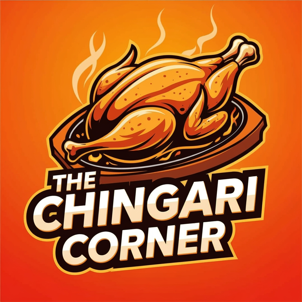 AI Design for generate asthatic logo for chicken restaurant whose name is [the  chingari  corner] using rosted chicken image