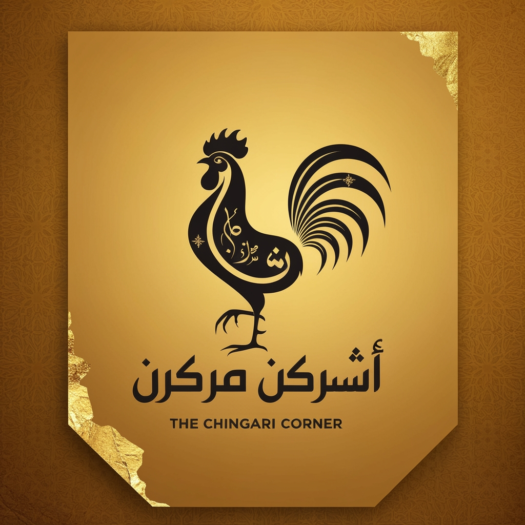 AI Design for generate asthatic logo for chicken restaurant whose name is [the  chingari  corner] using arabian style