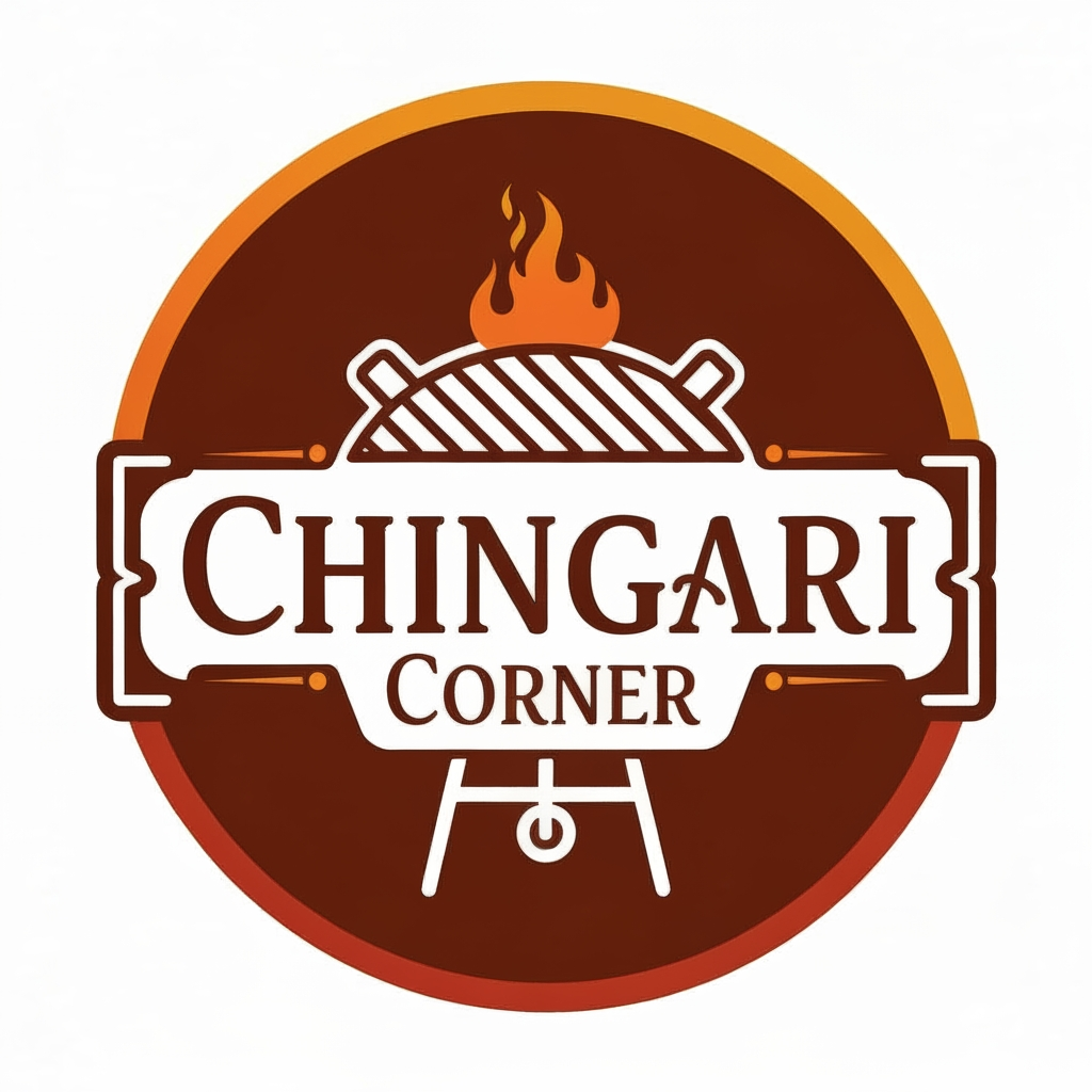 AI Design for generate asthatic logo for chicken restaurant whose name is [  chingari  corner] using turkish barbeque style