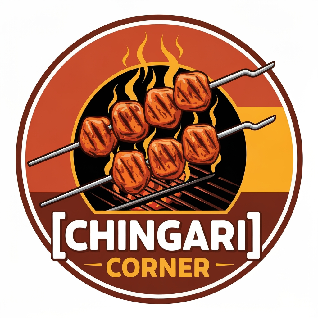 AI Design for generate asthatic logo for chicken restaurant whose name is [  chingari  corner] using turkish barbeque style