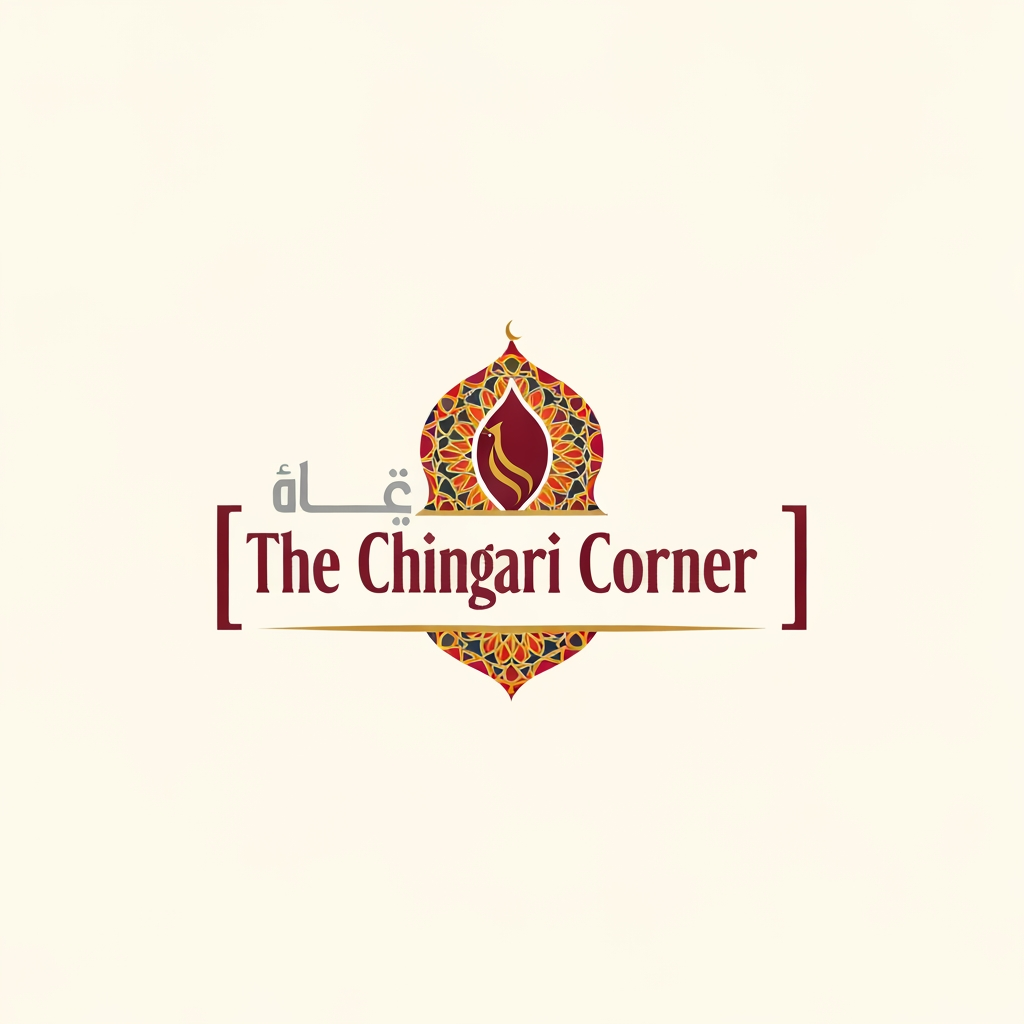 AI Design for generate asthatic logo for chicken restaurant whose name is [the  chingari  corner] using arabian style