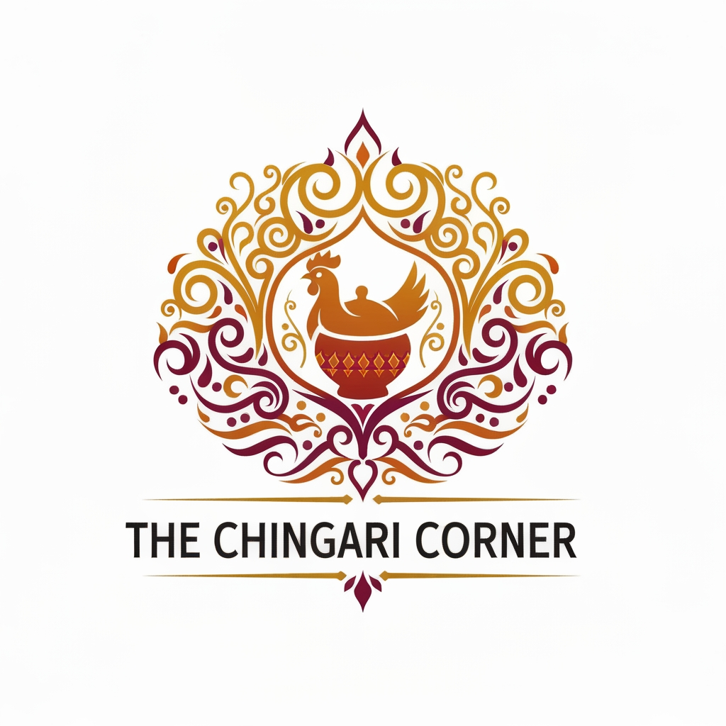 AI Design for generate asthatic logo for chicken restaurant whose name is [the  chingari  corner] using arabian style