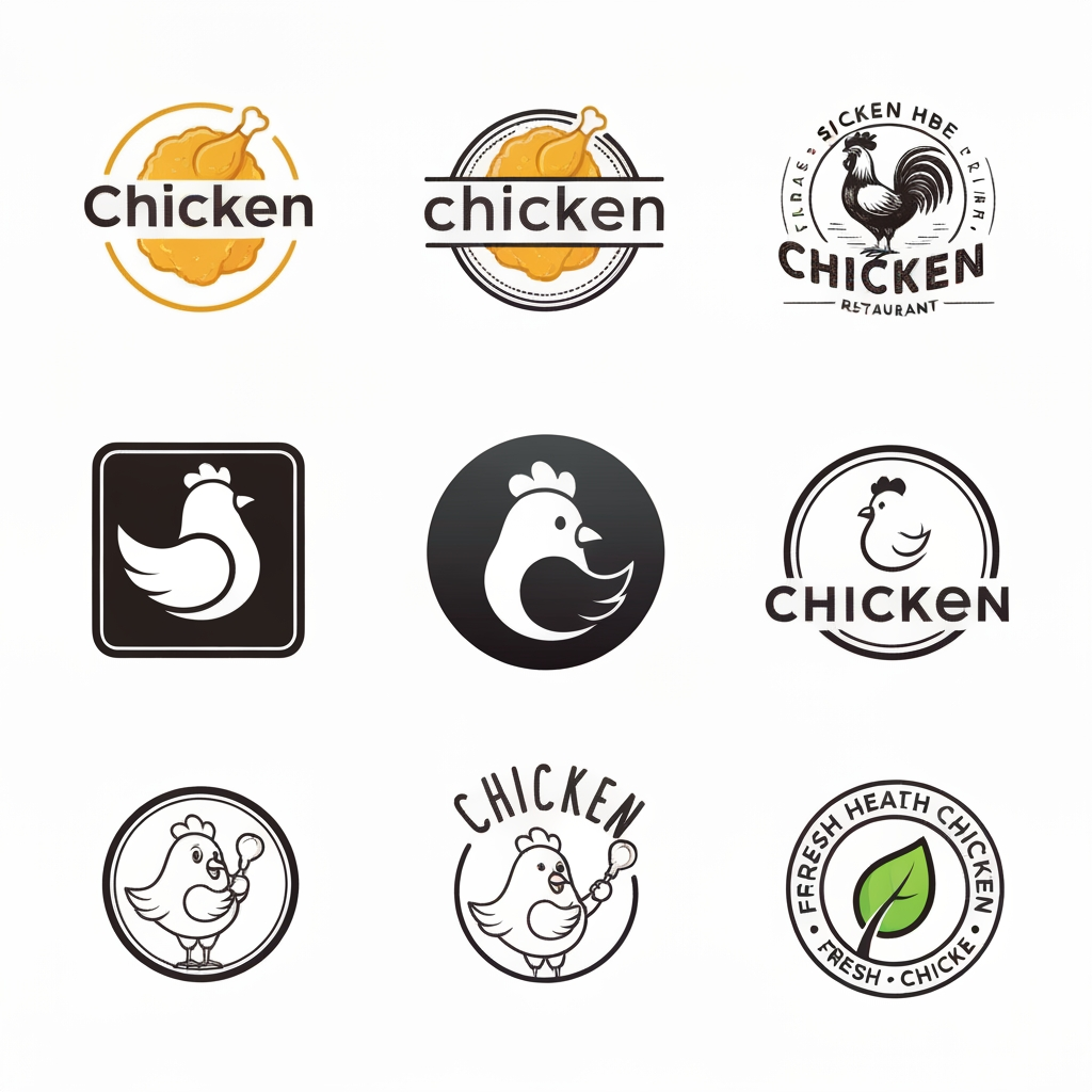 AI Design for generate logo for chicken restorent [generate 10 to 15 logo]
