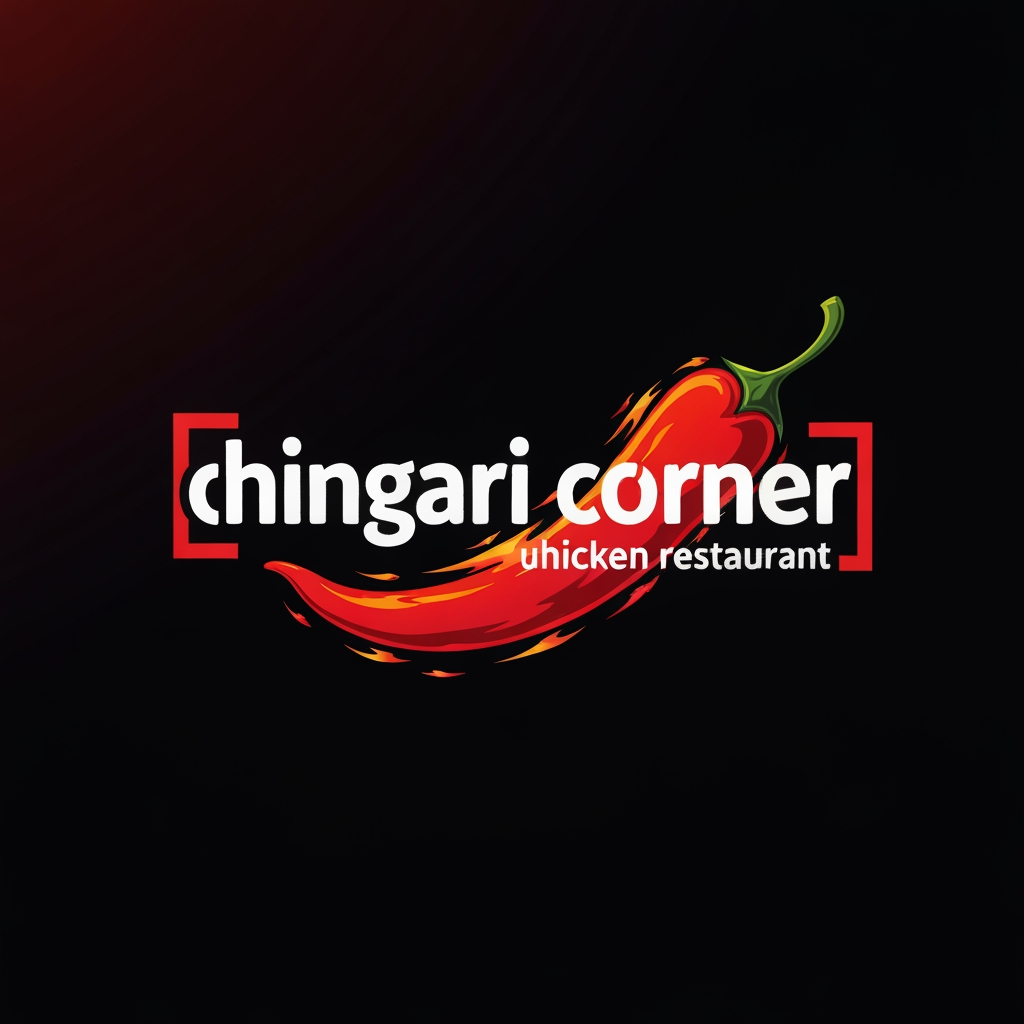 AI Design for generate asthatic logo for chicken restaurant whose name is [  chingari  corner] using unique style