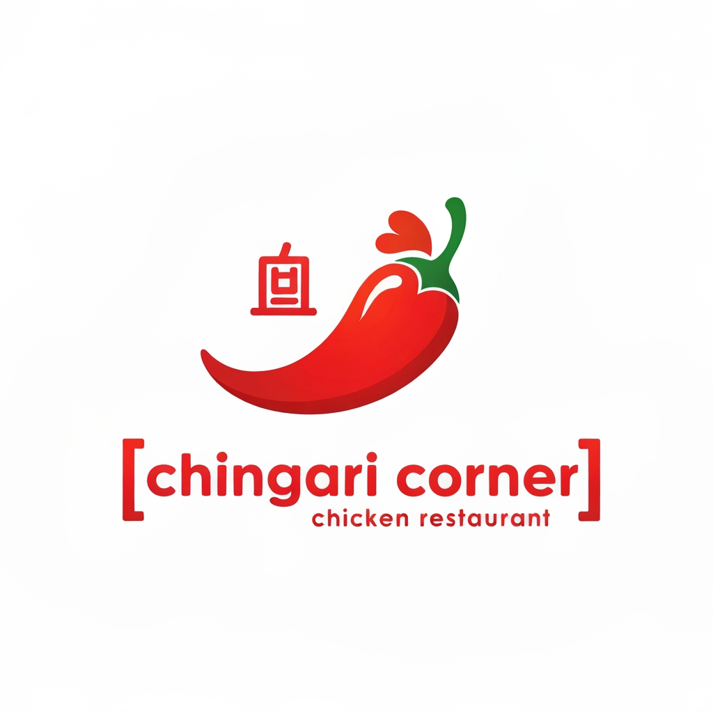 AI Design for generate asthatic logo for chicken restaurant whose name is [  chingari  corner] using unique style