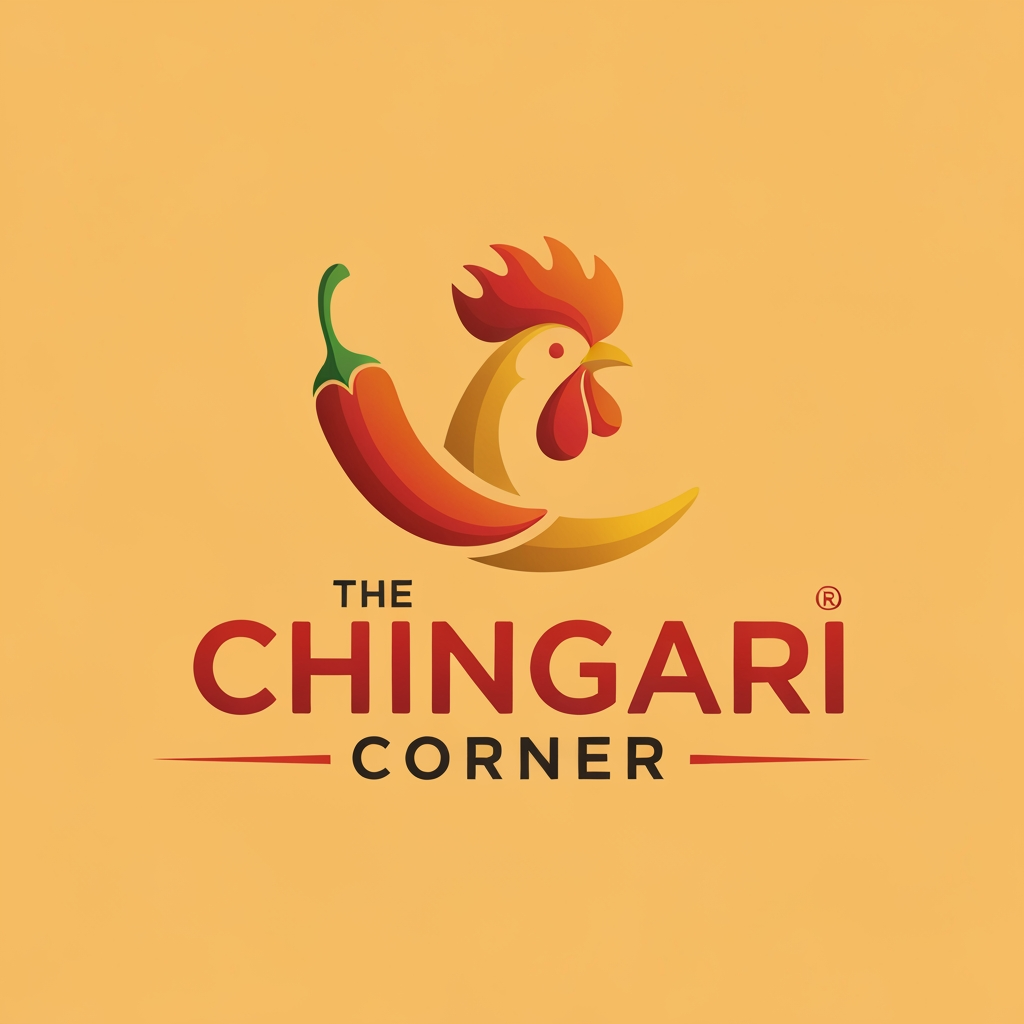AI Design for generate asthatic logo for chicken restaurant whose name is [the  chingari  corner] using unique style
