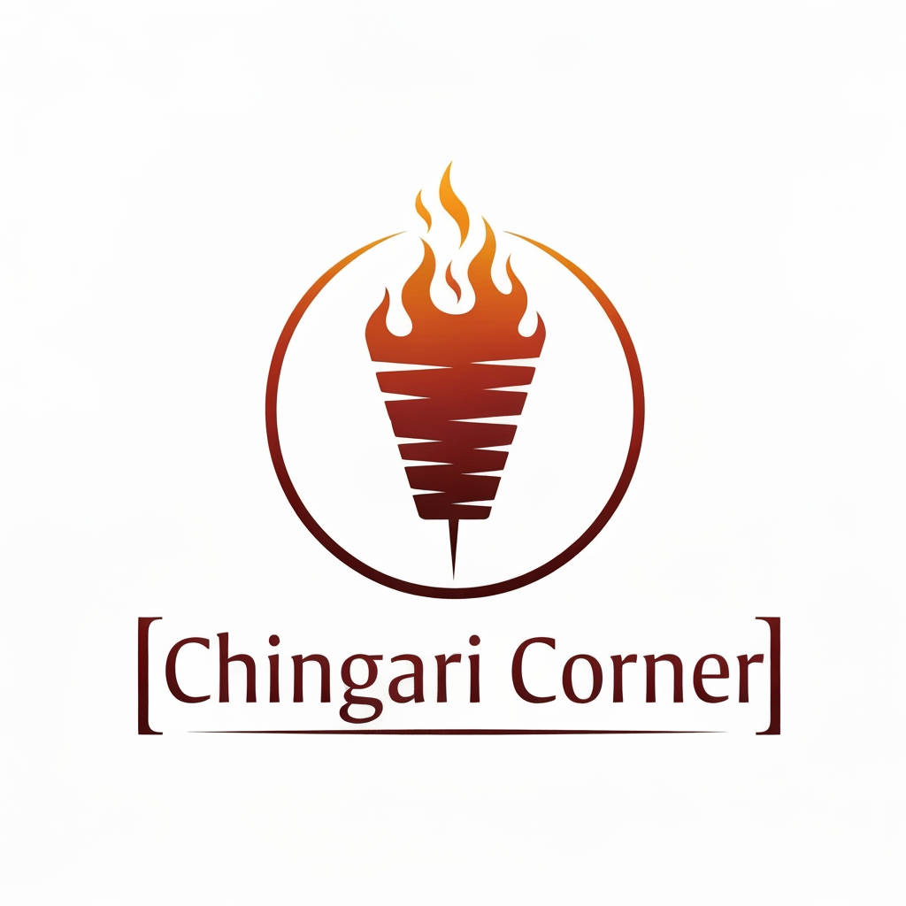 AI Design for generate asthatic logo for chicken restaurant whose name is [  chingari  corner] using turkish barbeque style