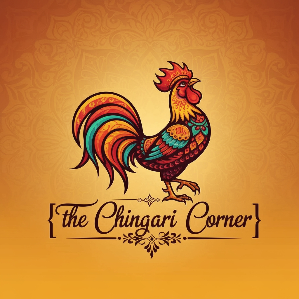 AI Design for generate asthatic logo for chicken restaurant whose name is [the  chingari  corner] using arabian style