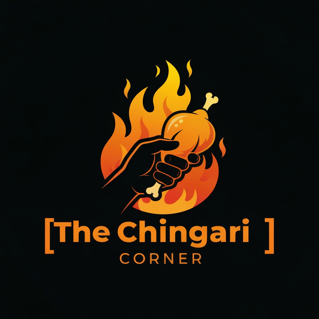 AI Design for generate asthatic logo for chicken restaurant whose name is [the  chingari  corner] using unique concept