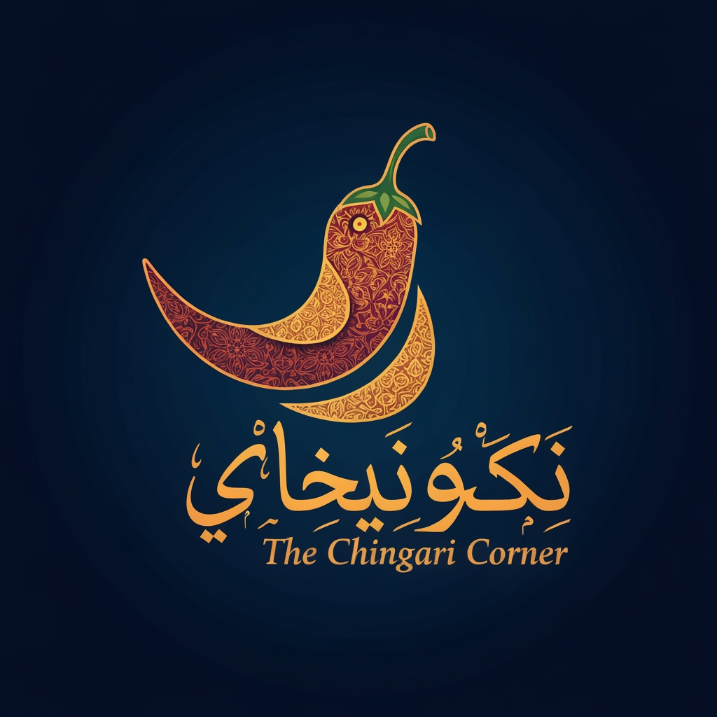 AI Design for generate asthatic logo for chicken restaurant whose name is [the  chingari  corner] using arabian style