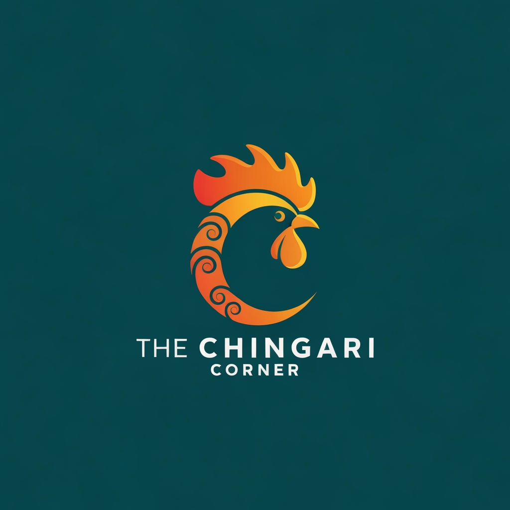 AI Design for generate asthatic logo for chicken restaurant whose name is [the  chingari  corner] using unique concept