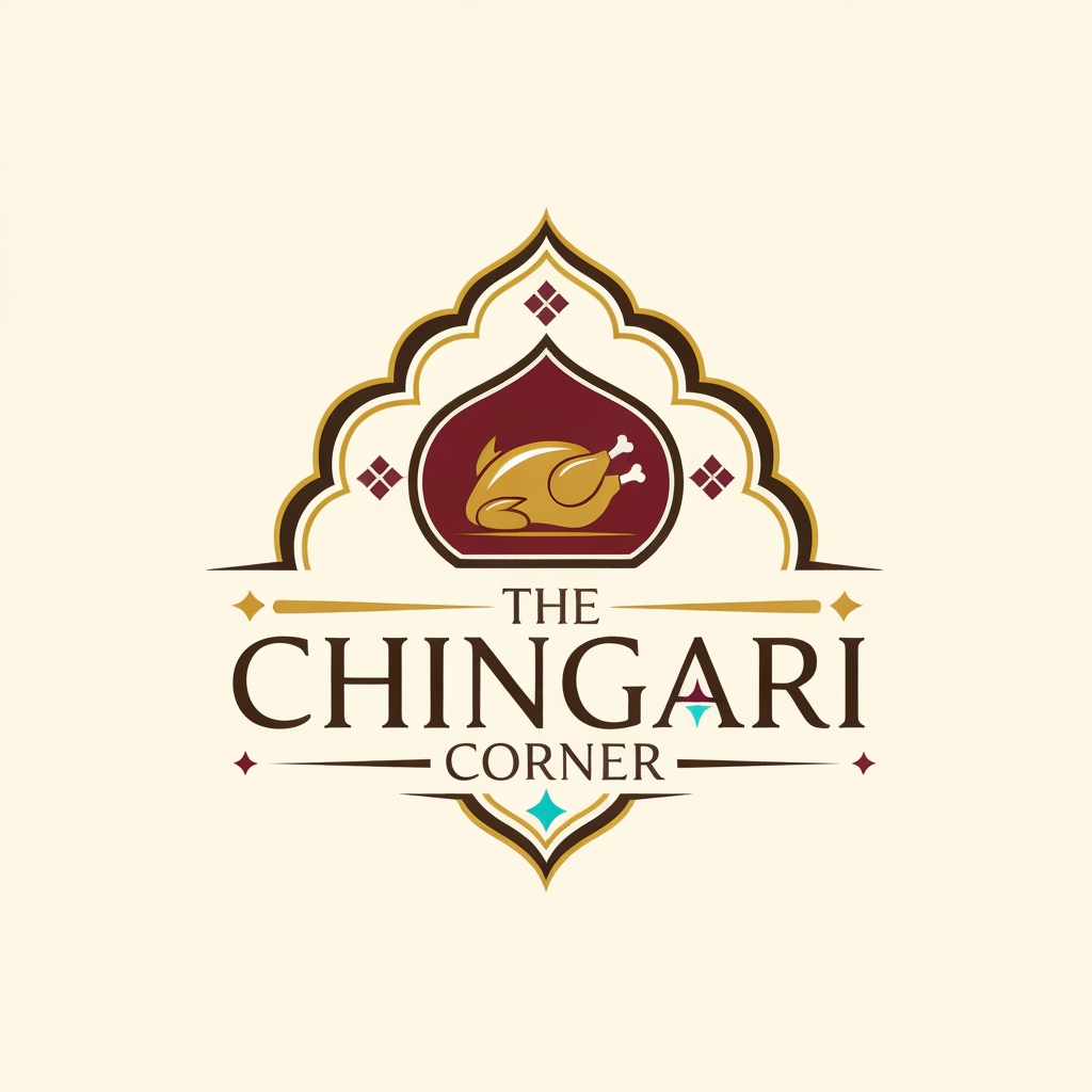 AI Design for generate asthatic logo for chicken restaurant whose name is [the  chingari  corner] using arabian style